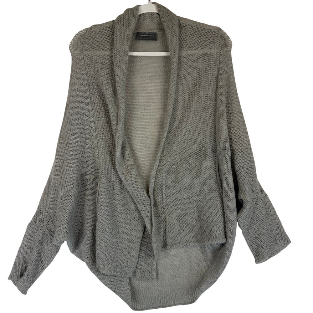 Wooden Ships Cocoon Open Front Cardigan Sweater Women Size S/M Gray Mohair Blend